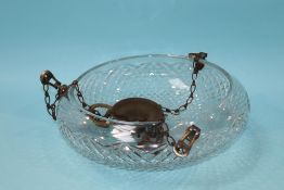 A cut glass clear circular ceiling light pendant, 36cm diameter