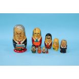 A set of nine graduating Russian wooden dolls