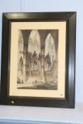 Unsigned, watercolour, 'Interior of a Cathedral', 53cm x 36cm