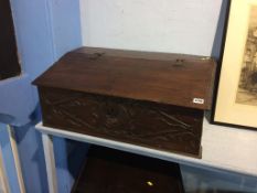 An antique oak Bible box