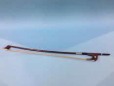 A double bass bow, unmarked, 79cm length