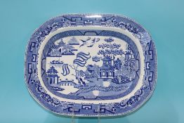 A Victorian blue and white meat plate, 45cm width