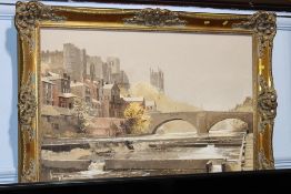 Harley Crossley, oil on canvas, signed, 'View of Durham', 49cm x 75cm