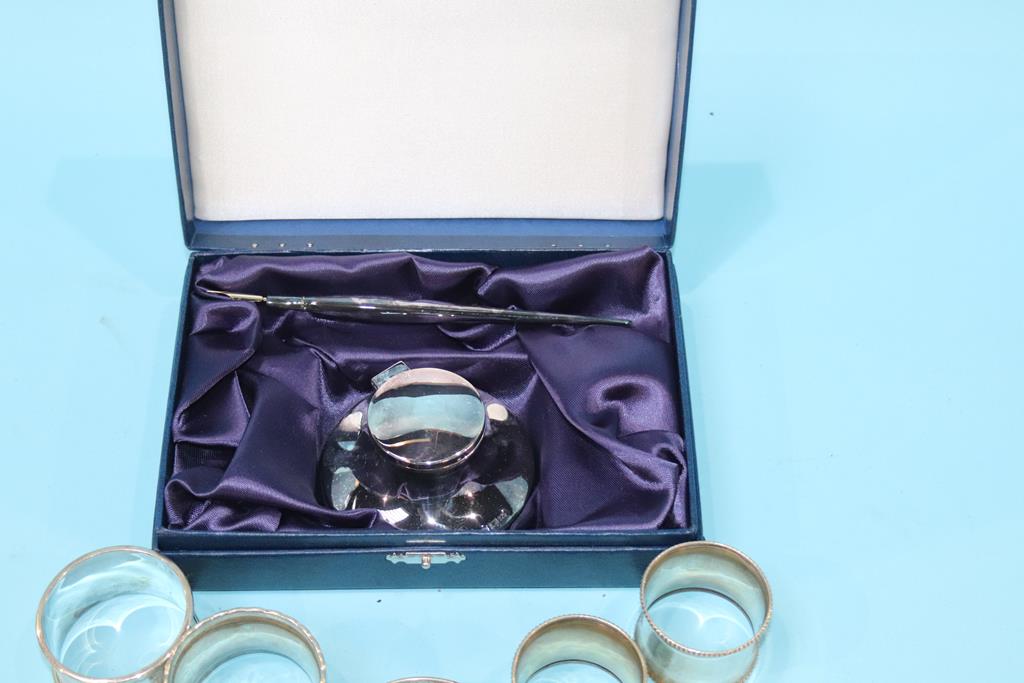 A quantity of silver napkin rings and a cased Capstan inkwell - Image 2 of 2