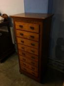 A narrow chest of eight drawers, 59cm width