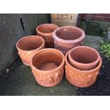 Six terracotta plant pots
