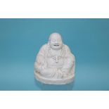 A Blanc de Chine Buddha, 16cm height x 14cm width approx.