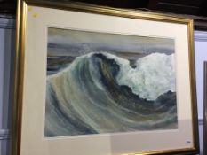 William Oxley, watercolour, signed, 'Stormy Seas', 51 x 70cm