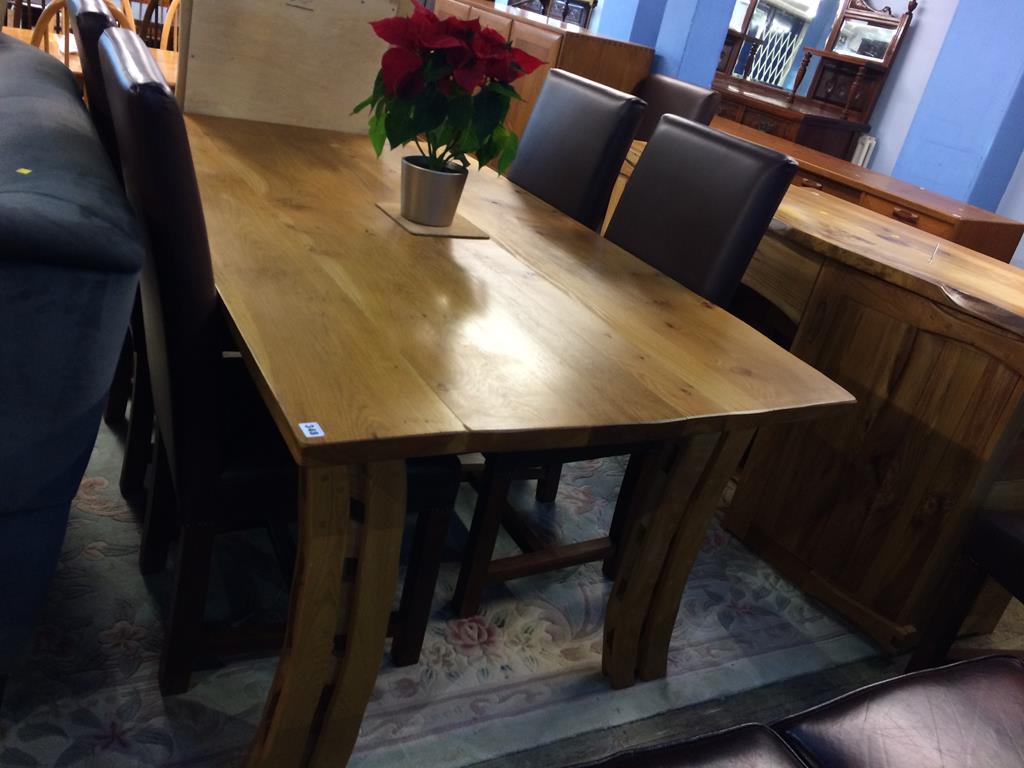 A bespoke light oak dining table by Mark Talbot and six modern chairs - Image 2 of 2