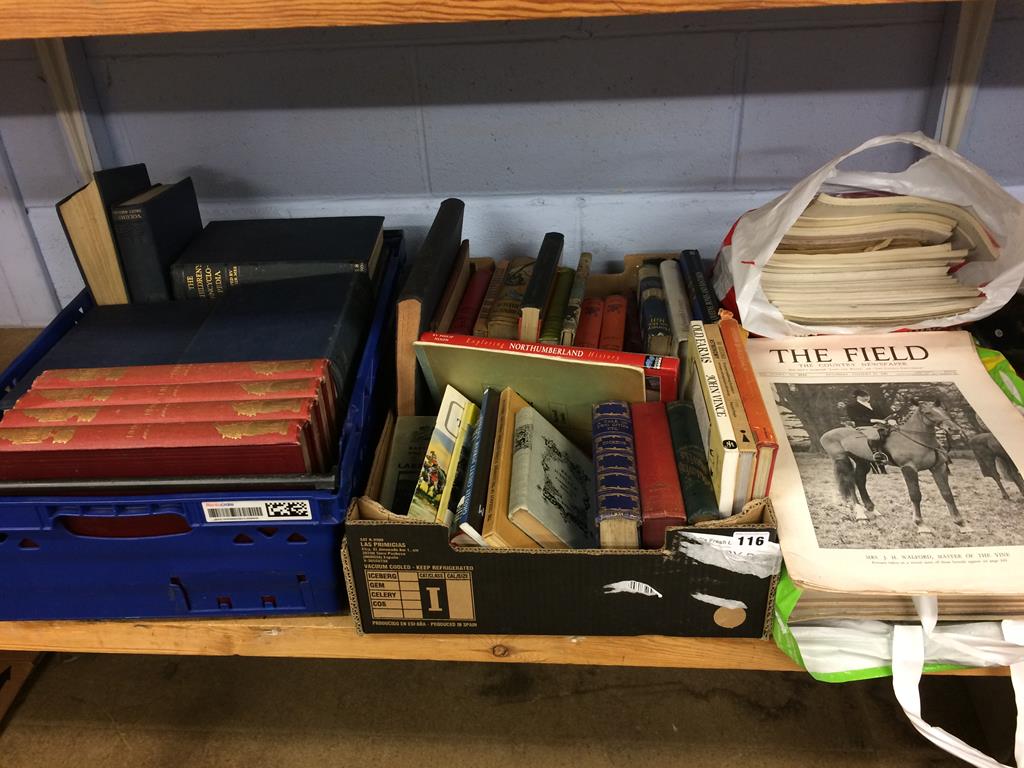 Four bound volumes, Punch magazine, various books, The Field magazine etc.