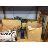 Four boxes of assorted and a gilt framed print