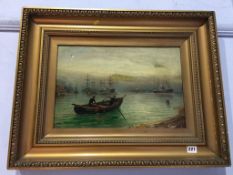 Bernard Benedict Hemy, (1852-1937), oil on canvas, signed, 'Vessels on the River Tyne', 29 x 44cm