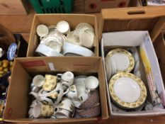 Three boxes of assorted tea/dinner china, to include Royal Doulton 'Central Park'