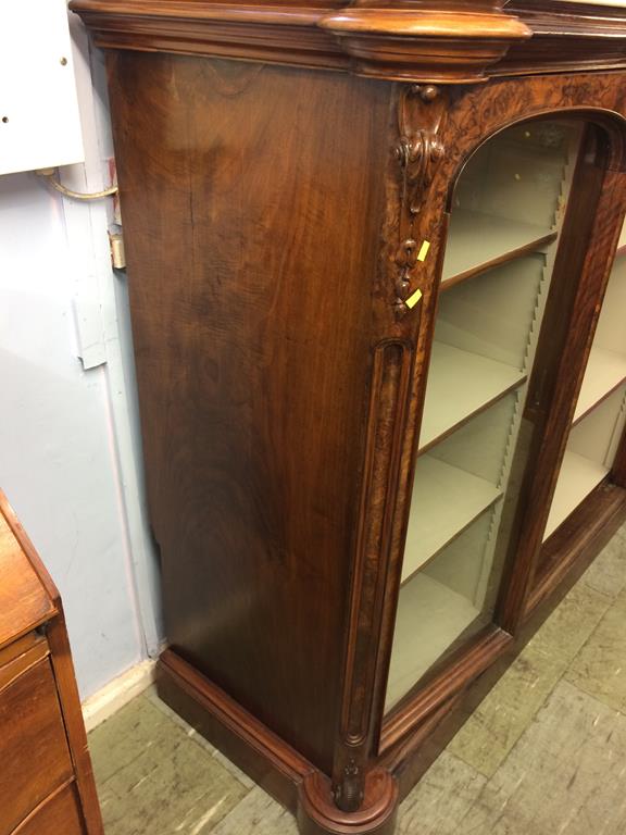 A Victorian marble top walnut three door side cabinet, the white marble top below three glazed - Image 18 of 25