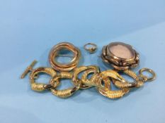 A Victorian oval mourning brooch and a gold ring etc.