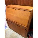 A teak bureau, 90cm wide