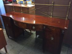 A 19th century mahogany bowfront pedestal sideboard, with brass gallery, 198cm wide