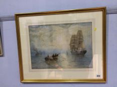 Bernard Benedict Hemy, (1852-1937), watercolour, signed, 'Vessels on the Mouth of the Tyne', 34 x