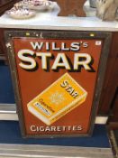 An enamel sign 'Wills Star Cigarettes'