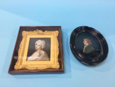 A portrait miniature 'Beatrice Ceni after Guido Reni' and a wax relief portrait of a Gentleman, by