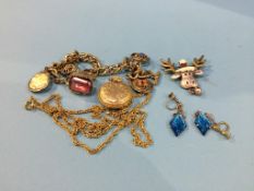 A miniature pocket watch, charm bracelet etc.