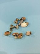 Various gold mounted earrings etc.