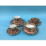 Four Royal Crown Derby Imari pattern cups and saucers