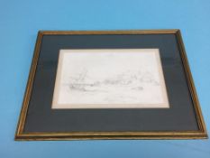 John Wilson Carmichael (1800 - 1868), pencil, signed, 'Vessel off the North East Coast', (verso to