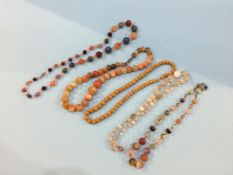 Five beaded necklaces