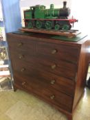 A 19th century mahogany chest of drawers, with two short and three long graduating drawers, with