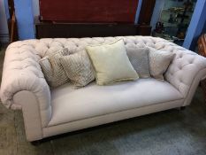 A good quality as new Chesterfield three seater settee 225cm x 110cm x 70cm