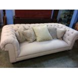 A good quality as new Chesterfield three seater settee 225cm x 110cm x 70cm