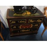 A modern decorative painted ‘Ship’s Log’ chest of drawers. 90cm wide