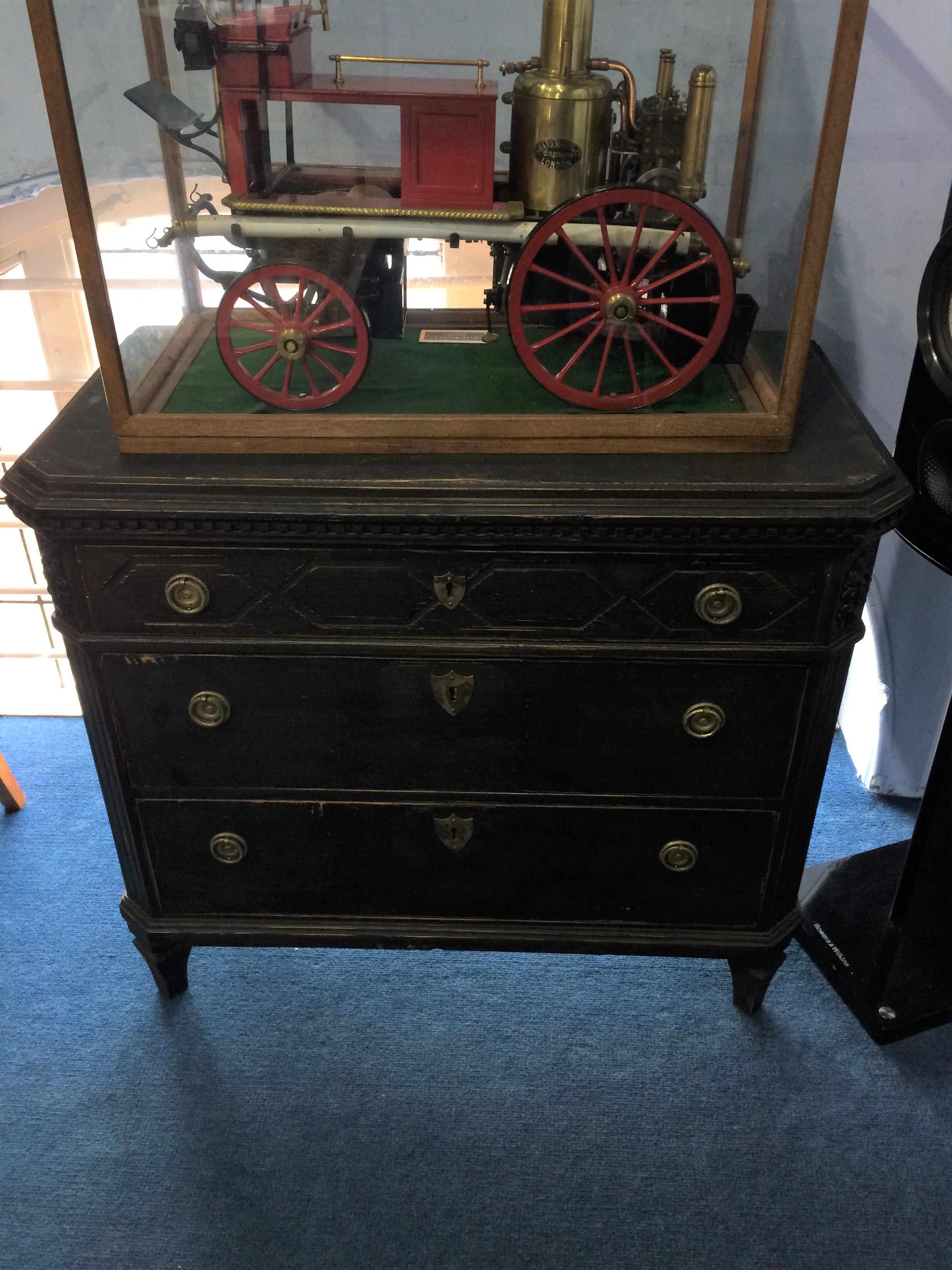 A pair of distressed pine and painted bedside chests, with three long drawers. 83cm wide - Image 2 of 2