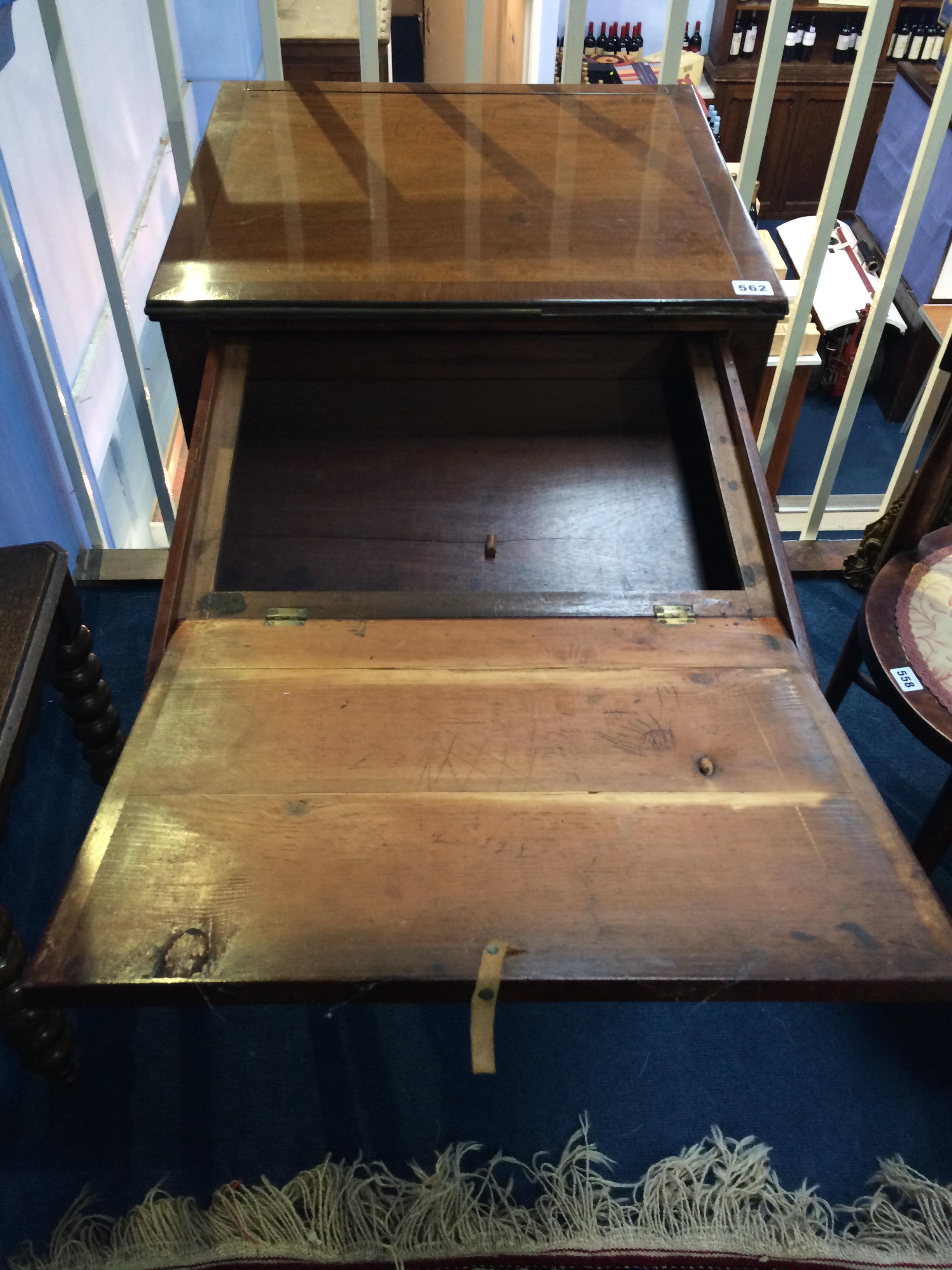 A 19th century mahogany work box, the rectangular top opening to reveal a writing slope and fitted - Image 2 of 2