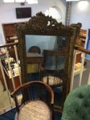 A late 19th century gilt over mantle mirror. 147cm x 85cm