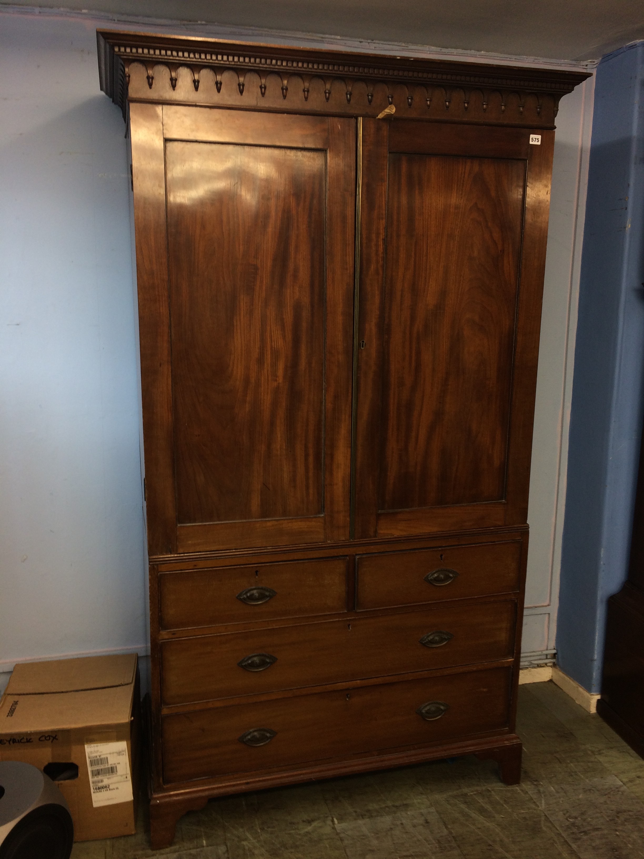 A 19th century mahogany linen press. 200cm high, 118cm wide, 57cm deep