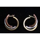 9ct gold tri-colour earrings