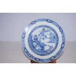 Victorian oriental blue and white plaque with hair