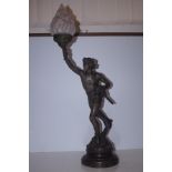 Spelter classical lamp with frosted glass lamp sha