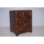 A brass inlaid 6 draw spice chest- 29cm X 23cm X 2