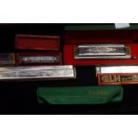 A collection of harmonicas