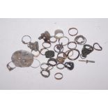 Collection of metal detector finds - rings & fobs