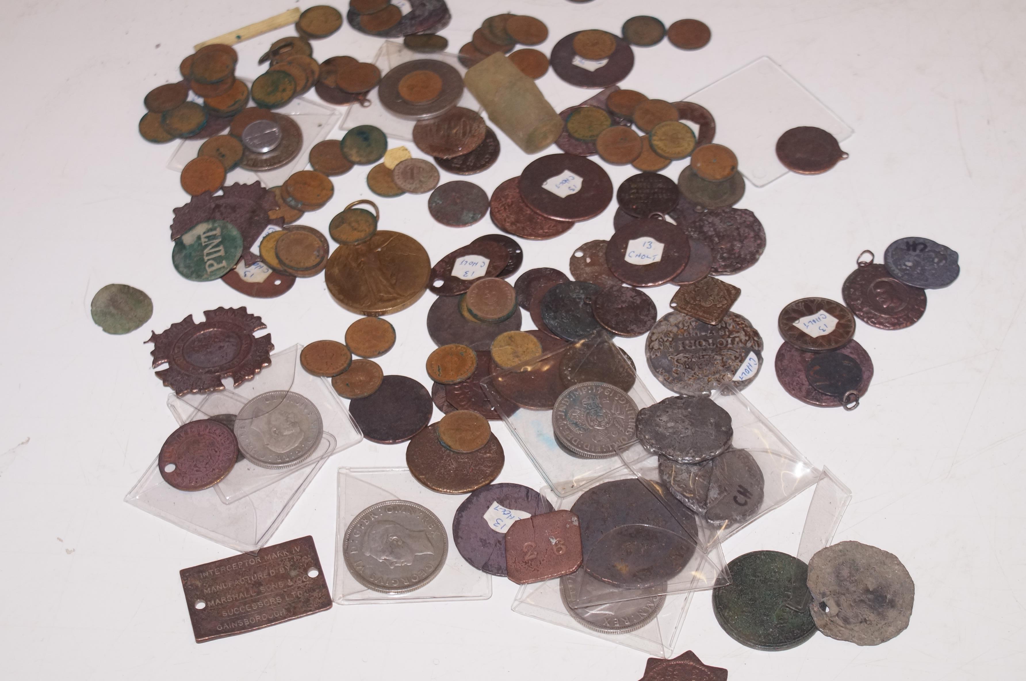 Collection of metal detector finds, coinage and ot