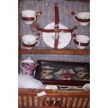 Picnic basket and contents to include a shadow box