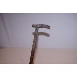 Victorian white metal mounted walking stick