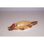 Royal Crown Derby duck, platypus with gold stopper