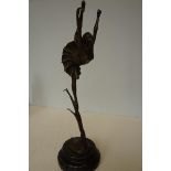 Bronze art deco Ballerina on Marble base, signed