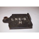 L N E - D H original cast iron Railway door plate