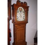 George III Oak and Mahogany Longcase Clock with bo